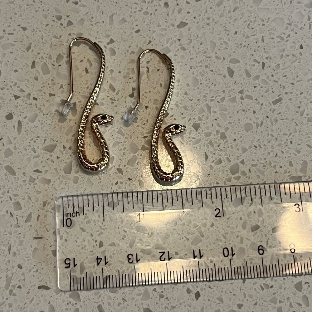 Python Snake Shaped Dramatic Ear Hooks Earrings - Picture 5 of 9